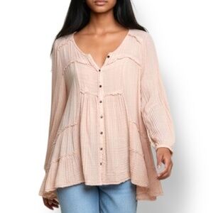 Free People Blush Pink Textured Top